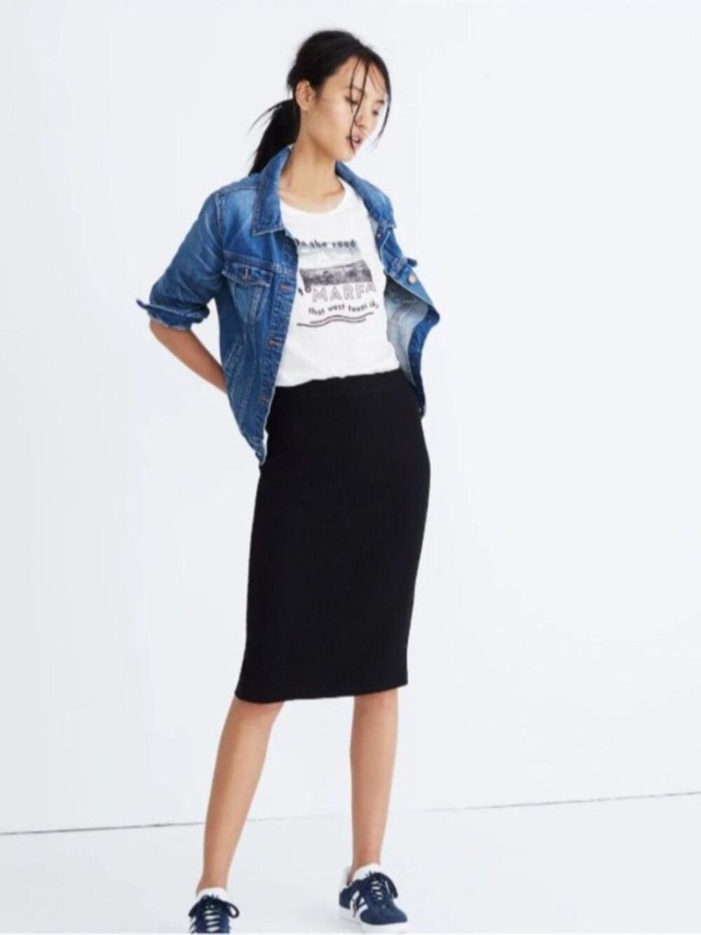 Madewell Black Knit Pencil Skirt